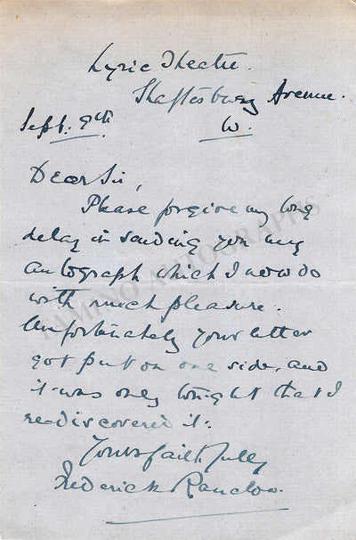 Ranalow, Frederick - Autograph Letter Signed