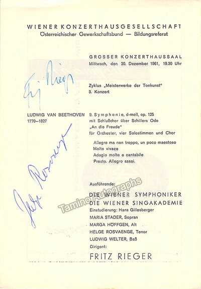 Rieger, Fritz - Rosvaenge, Helge - Double Signed Program Vienna 1961