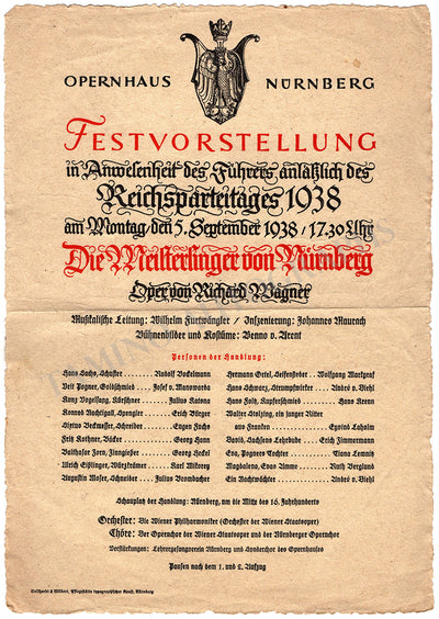 Furtwangler, Wilhelm - Reich Party Day Concert Program 1938