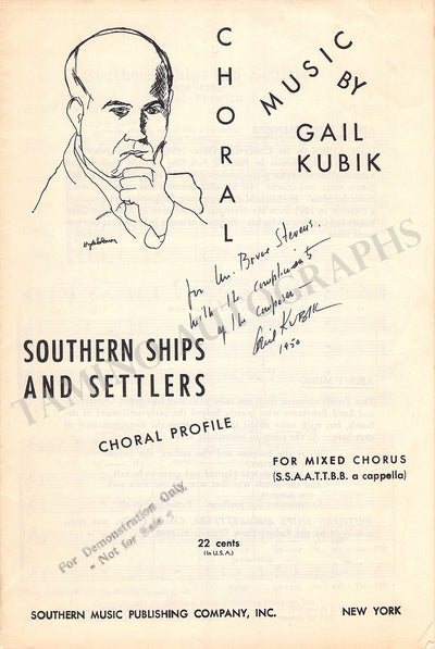 Kubik, Gail - Signed Printed Score 1950