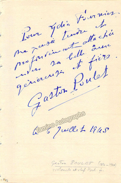 Poulet, Gaston - Signed Card 1945