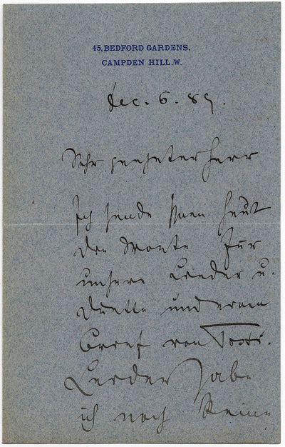 Henschel, George - Autograph Letter Signed 1889