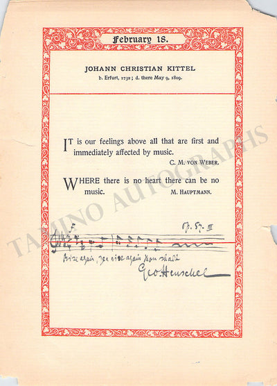 Henschel, George - Autograph Music Quote Signed