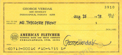 Verdak, George - Signed Check 1973