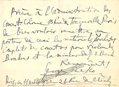 Enesco, Georges - Autograph Note Signed 1923