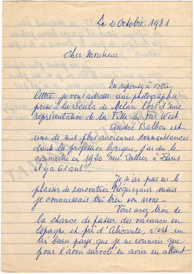 Thill, Georges - Autograph Letter Signed 1981 and Typed Letter Signed 1935