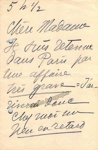 Leblanc, Georgette - Autograph Note Signed