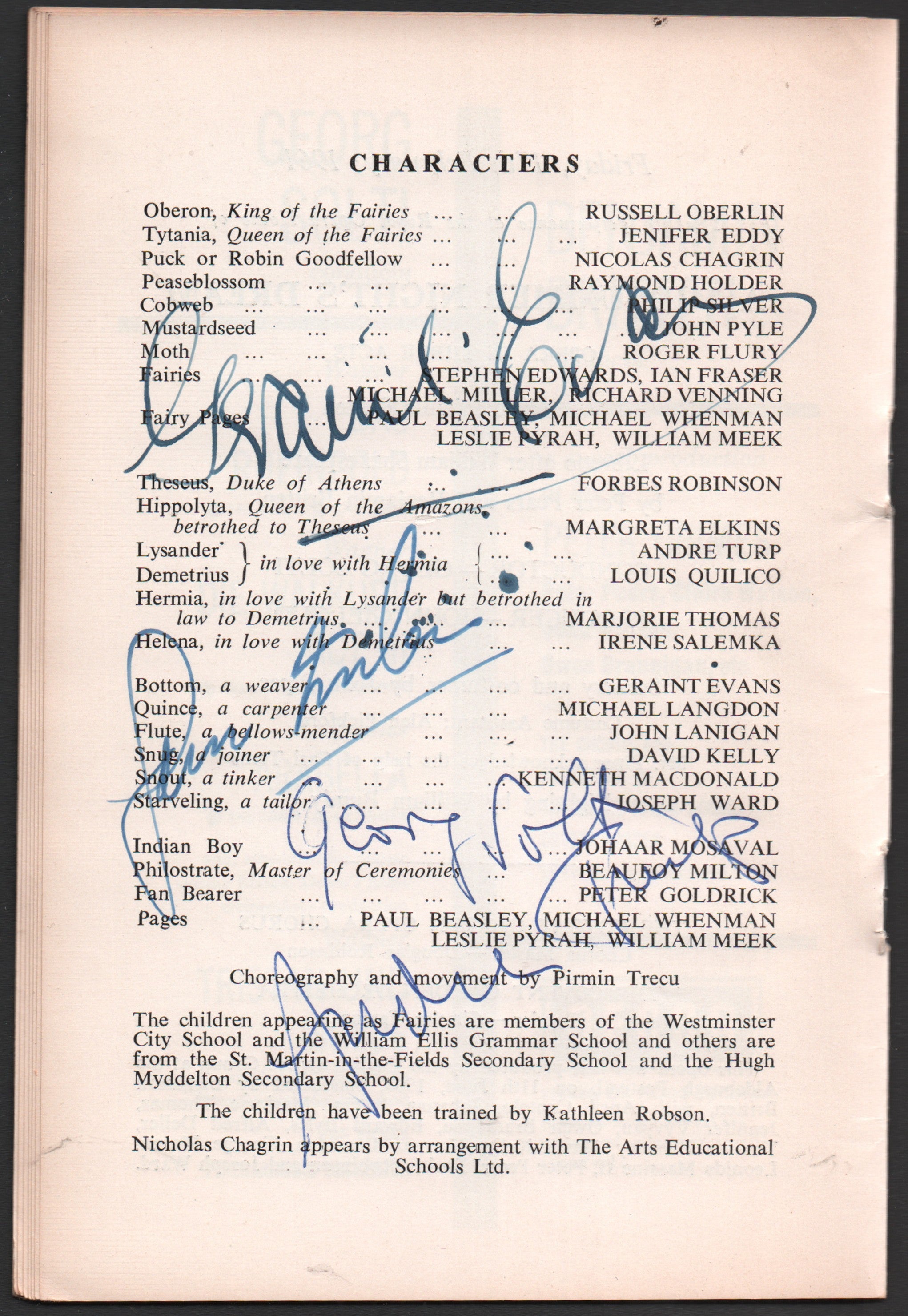 Solti, Georg - Evans, Geraint & Others - Signed Program 1961 ROH