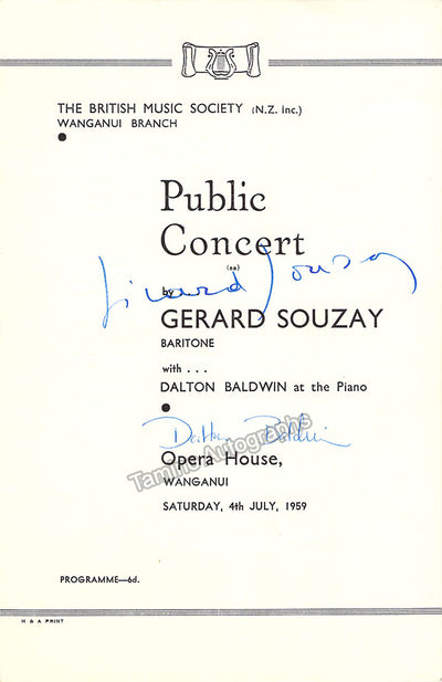 Souzay, Gerard - Signed Program Wanganui 1959