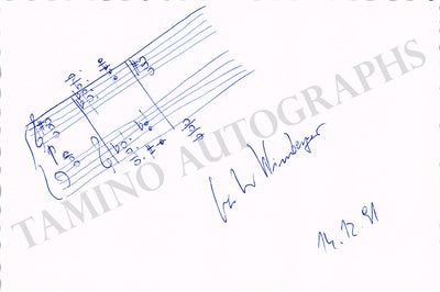 Wimberger, Gerhard - Autograph Music Quote Signed 1991