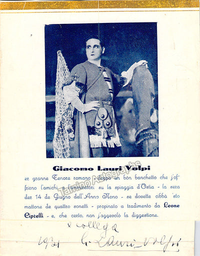Lauri-Volpi, Giacomo - Signed Booklet 1931