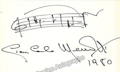 Menotti, Gian Carlo - Autograph Music Quote Signed 1980