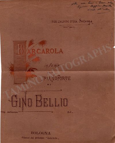 Bellio, Gino - Signed Score Front Cover