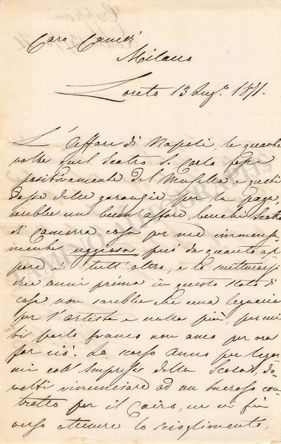 Capponi, Giuseppe - Autograph Letter Signed 1871