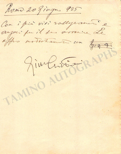 Cristiani, Giuseppe - Autograph Note Signed 1925