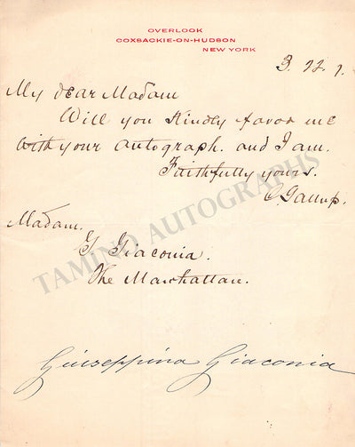 Giaconia, Giuseppina - Autograph Note Signed