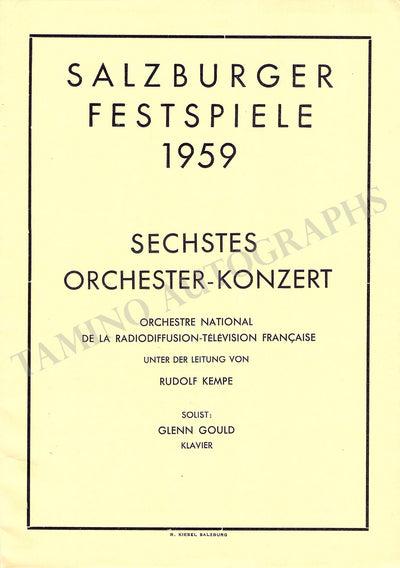 Gould, Glenn - Set of 2 Unsigned Concert Programs Salzburg 1959
