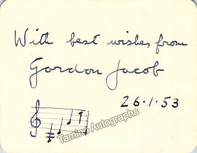 Jacob, Gordon - Signed Card 1953