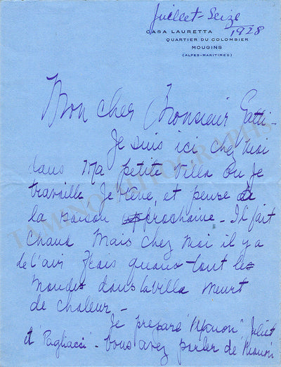 Moore, Grace - Autograph Letter Signed 1928