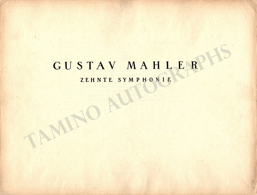 Mahler, Gustav - 10th Symphony Facsimile Manuscript