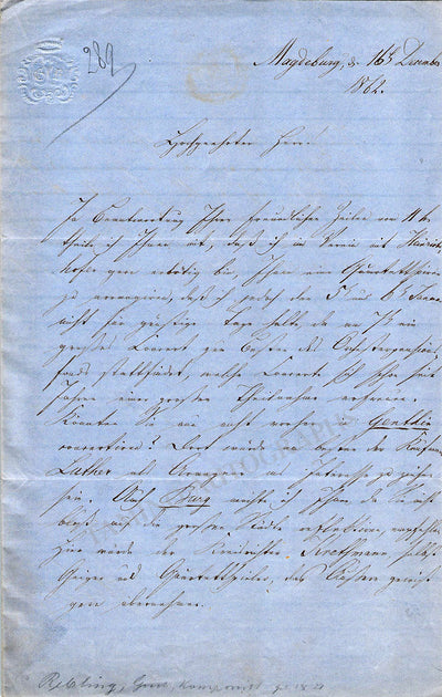 Rebling, Gustav - Autograph Letter Signed 1862