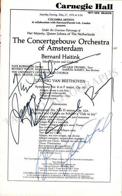 Haitink, Bernard & Others - Signed Program New York 1978