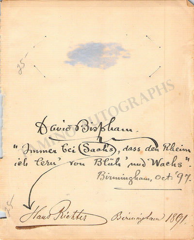 Bispham, David - Richter, Hans - Signed Album Page 1891/7