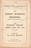 Richter, Hans - Casals, Pablo - Beecham, Thomas - Concert Program London 1910