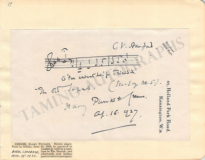 Plunkett Greene, Harry - Autograph Musical Quote Signed