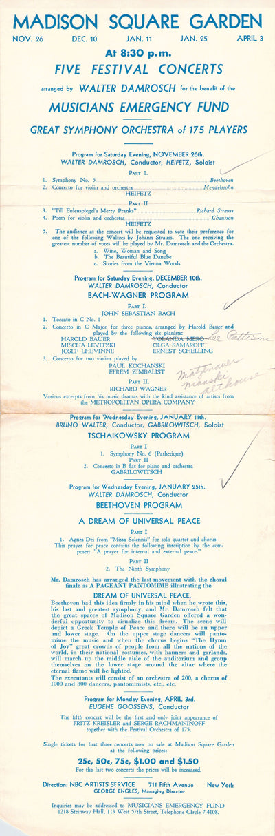 Heifetz, Jascha - Concert Playbill 1933