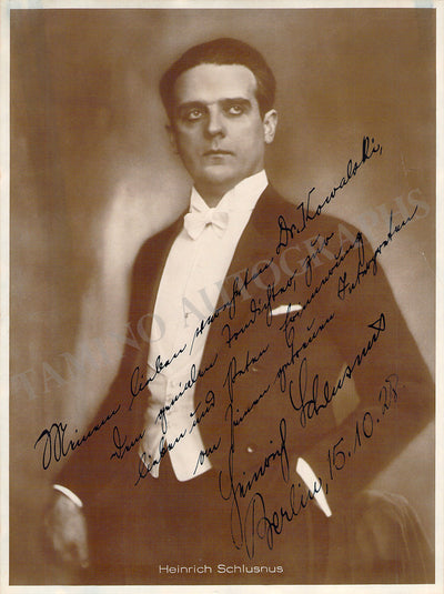 Schlusnus, Heinrich - Signed Photograph 1928