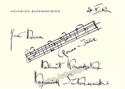 Sutermeister, Heinrich - Autograph Music Quote Signed