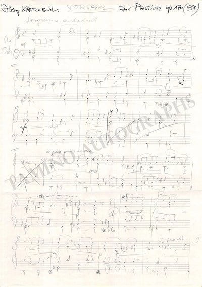 Kratochwil, Heinz - Large Autograph Music Quote Signed