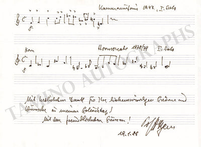 Degen, Helmut - Autograph Music Quote Signed 1947