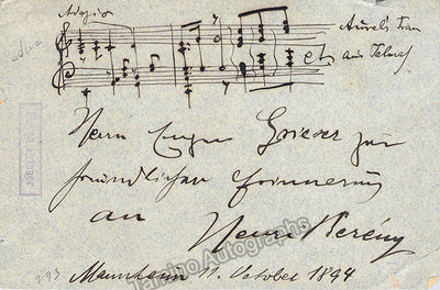 Bereny, Henri - Autograph Music Quote Signed 1894