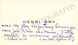 Bry, Henri - Set of 3 Autograph Letters Signed & Personal Card