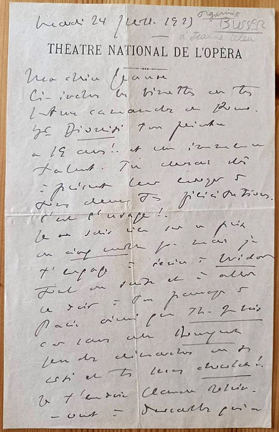 Busser, Henri - Set of 6 Autograph Letters Signed