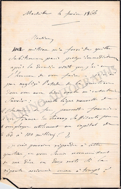 De Ruolz, Henri C. - Autograph Letter Signed 1866