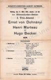 Marteau, Henri - Set x 2 Concert Programs Vienna 1911