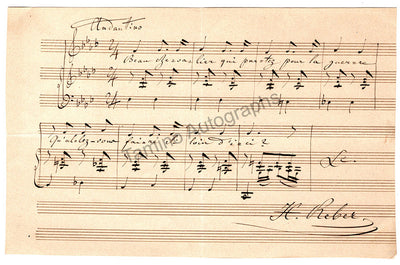 Reber, Napoleon Henri - Autograph Music Quote Signed