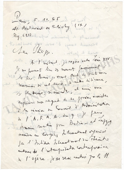 Sauget, Henri - Set of 4 Autograph Items