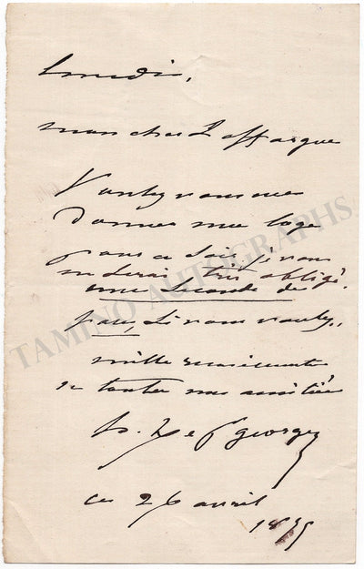 De Saint-Georges, Henri - Set of 4 Autograph Letters Signed
