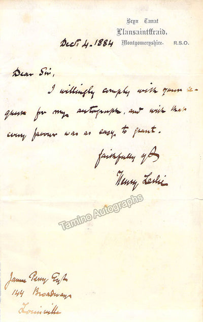 Leslie, Henry David - Autograph Note Signed 1884