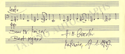 Gorecki, Henryk - Autograph Music Quote Signed 1997