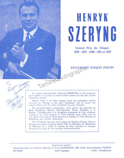 Szeryng, Henryk - Signed Playbill 1968