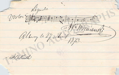 Wieniawski, Henryk - Autograph Music Quote Signed 1873