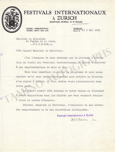 Draber, Hermann Wilhelm - Typed Letter Signed 1922