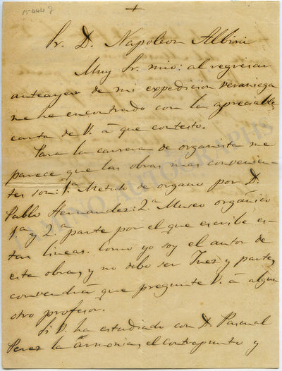 Eslava, Hilarion - Autograph Letter Signed 1865