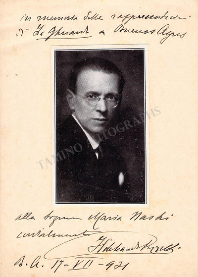 Pizzetti, Ildebrando - Signed Photograph 1921
