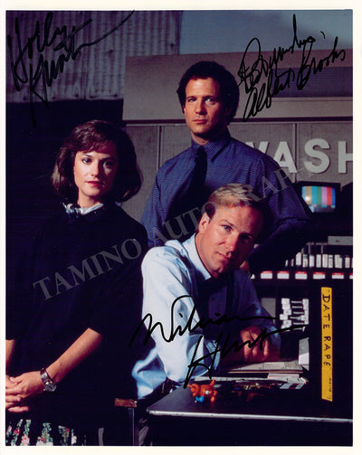 Hunter, Holly - Hurt, William - Brooks, Albert - Signed Photograph in "Broadcast News"